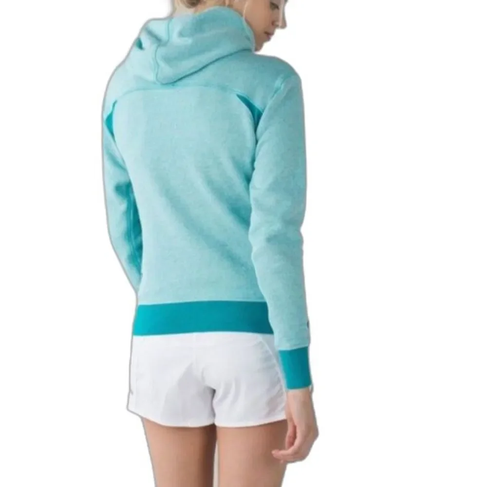 Lululemon On The Daily Women's Turquoise Blue Full Zipper Hooded Jacket Size 8